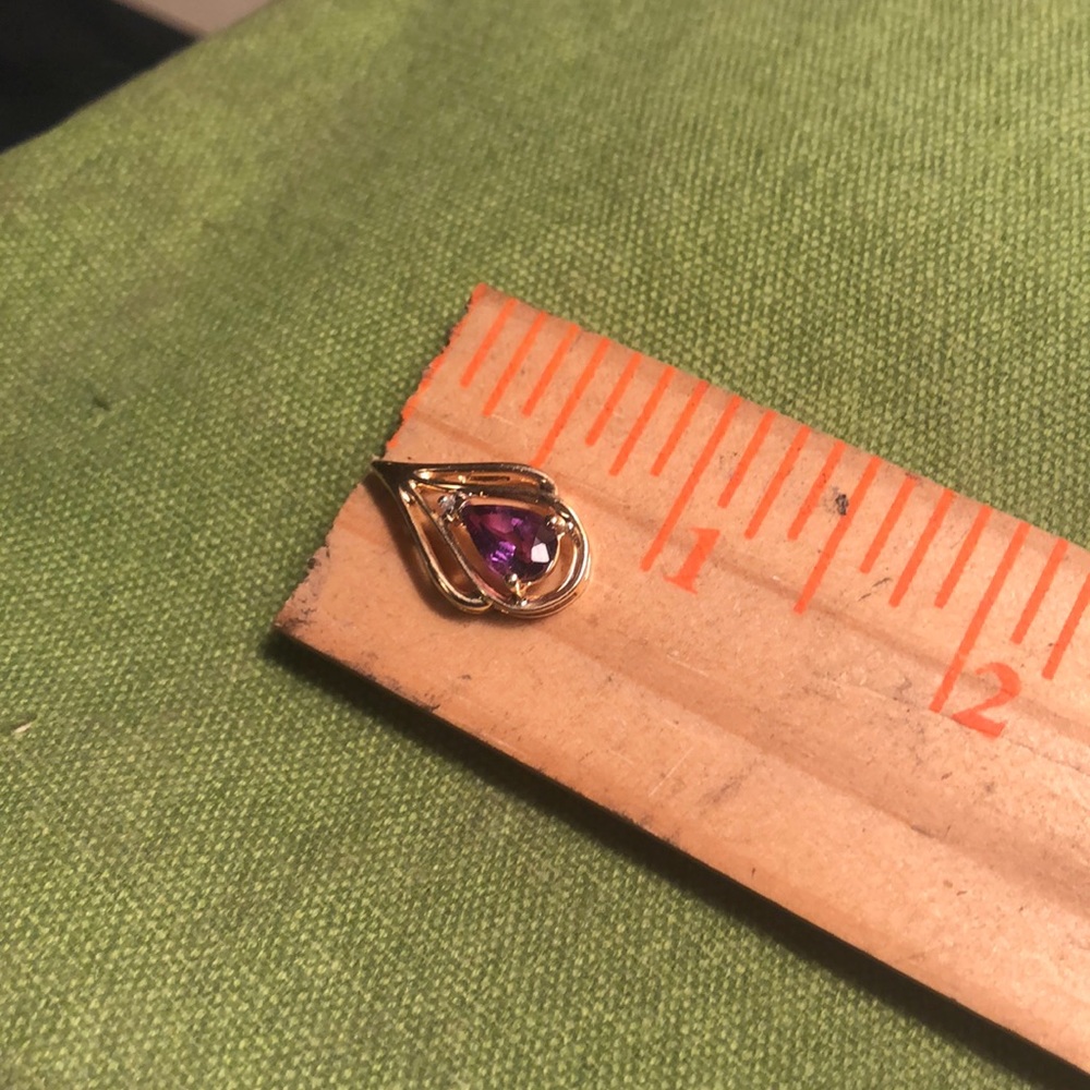 14k Solid Yellow Gold Amethyst Pendent - image 6